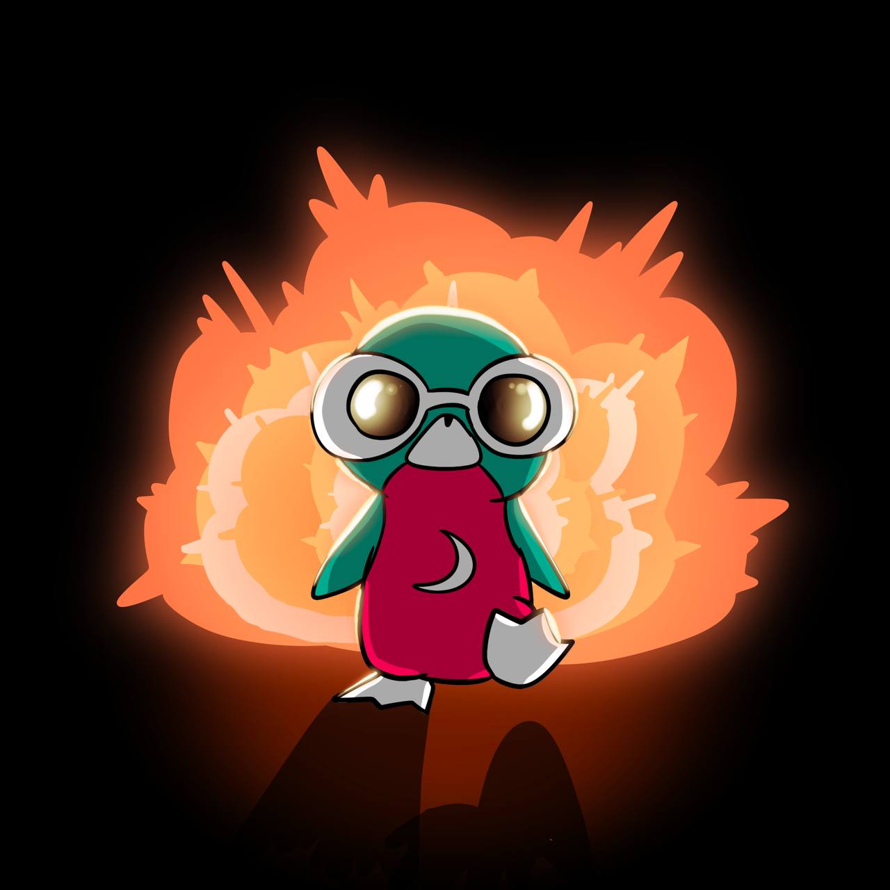 Creature in front of an explosion