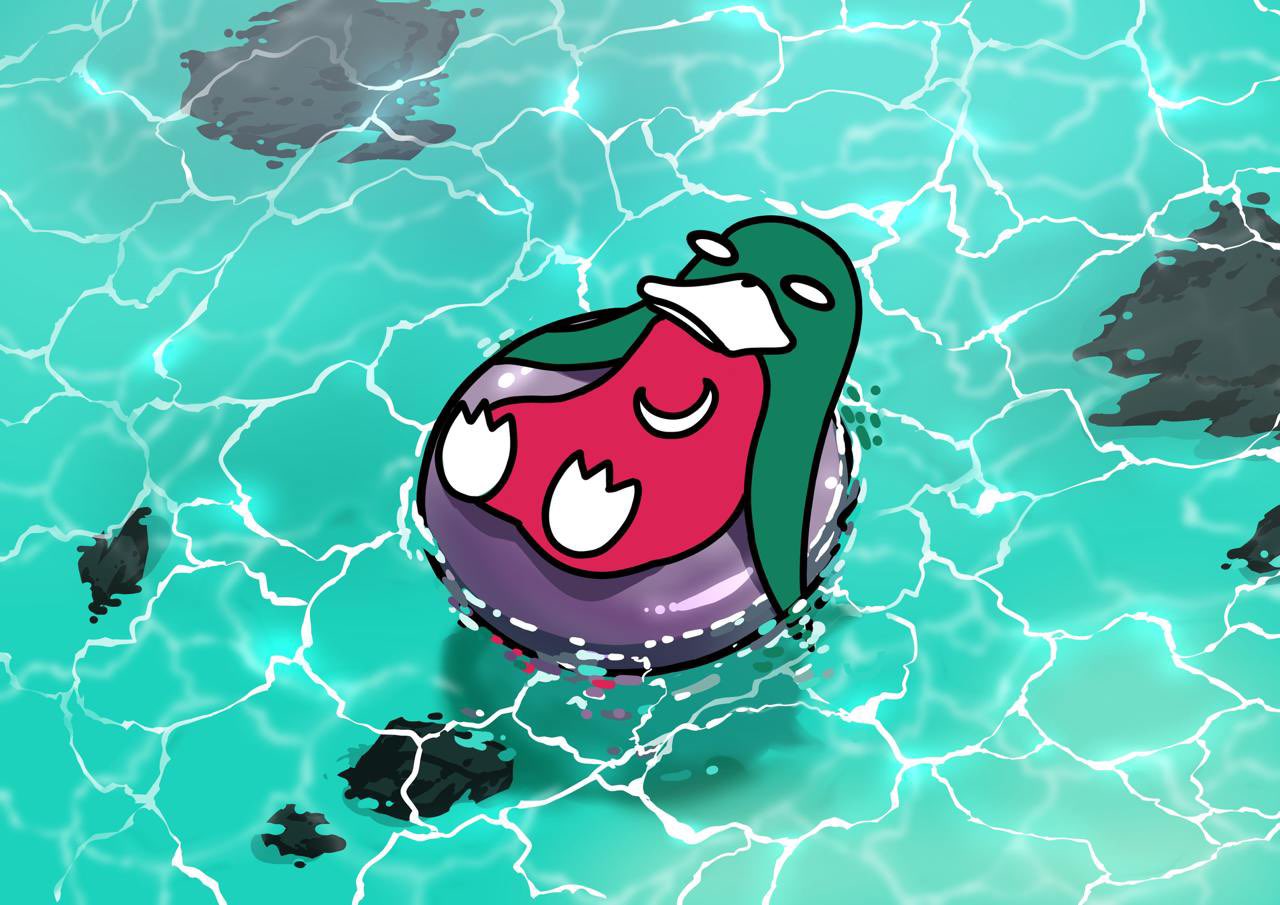 Creature floating on a ball in water