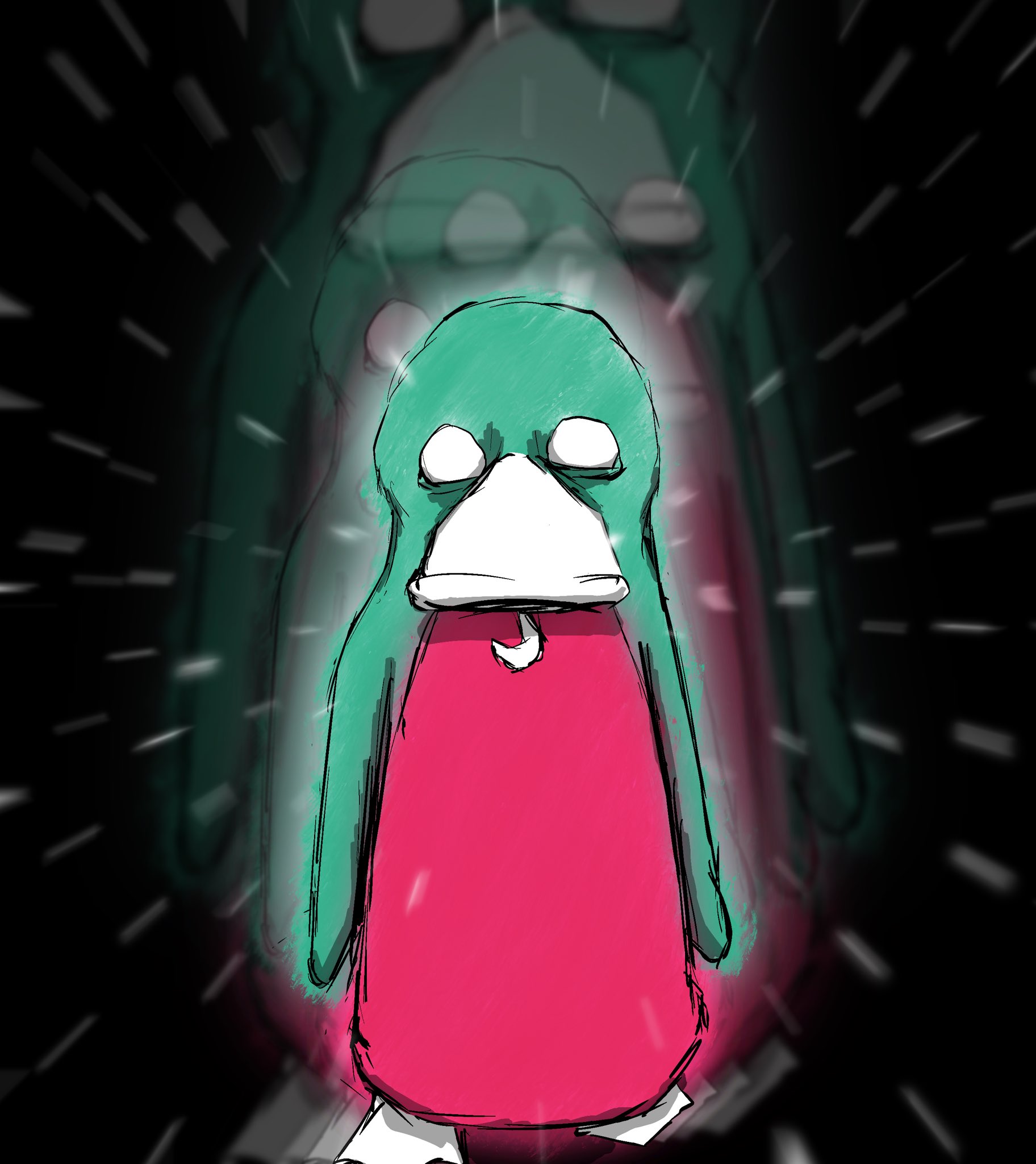 Creature with a serious stance and glow