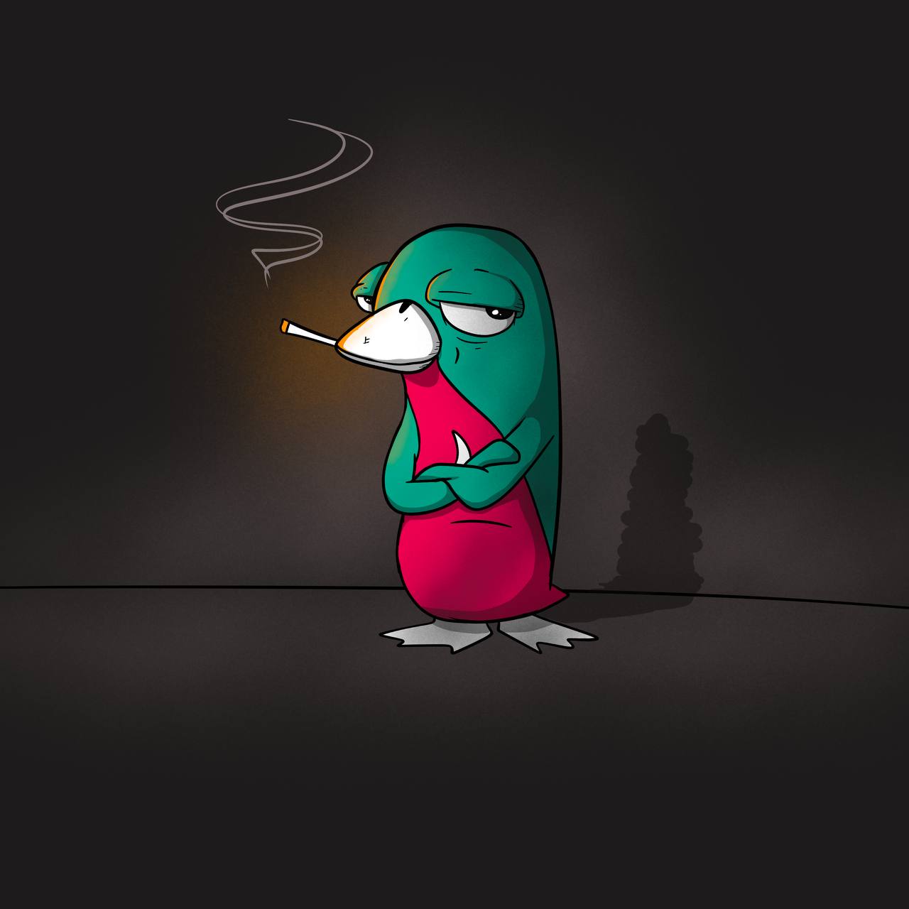 Creature smoking a cigarette